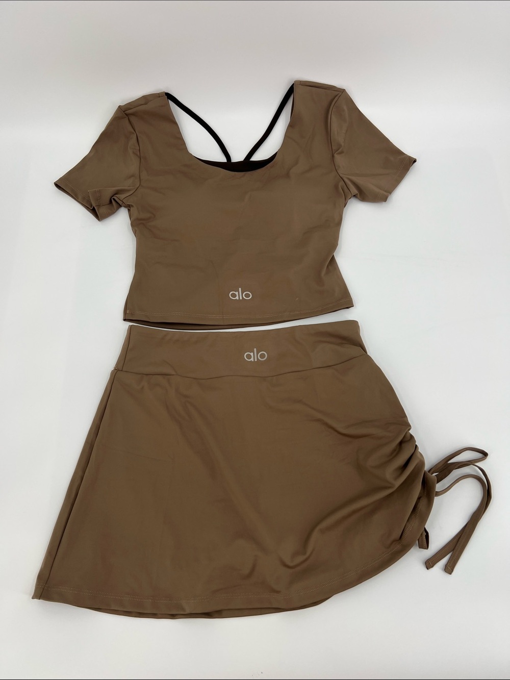ALO Yoga Brown Two-Piece Skirt Set